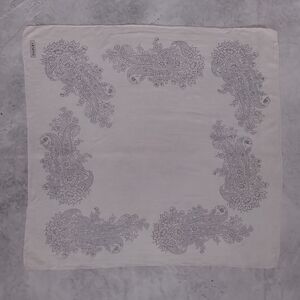 Vintage Armine Silk Scarf / Shawl – Black & White Paisley Floral Design – 32”